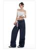 2025 Spring Women's Ruffle Edge Double Waist Saber Pants in Washed Spicy Street Style