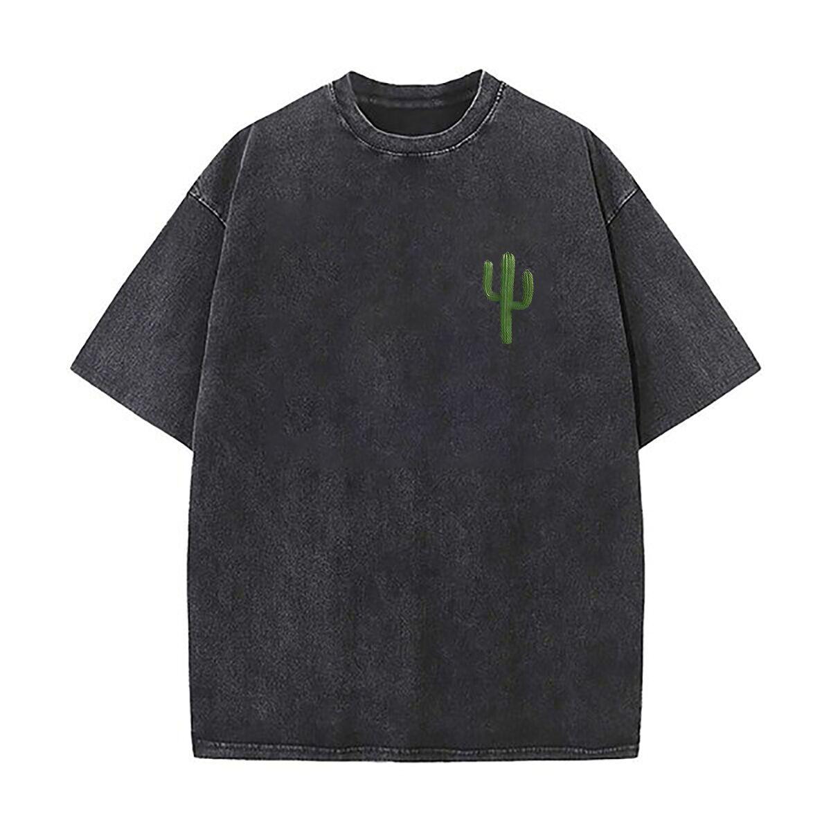 Arizona Saguaro Cactus Washed Vintage TShirts Street Hip Hop Retro Punk T Shirt S