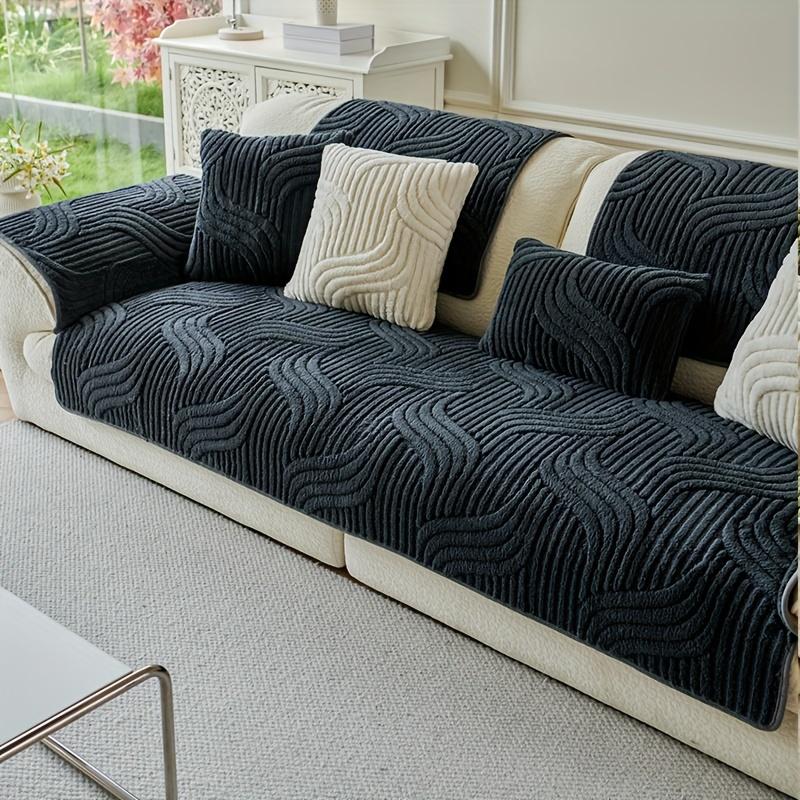 

Утолщенный плюшевый чехол для диванной подушки, противоскользящий, роскошный, двусторонний, чехол для дивана, зимний домашний декор, машинная стирка, нескользящий протектор сиденья для дивана, кресла 90x210cm темно-серого