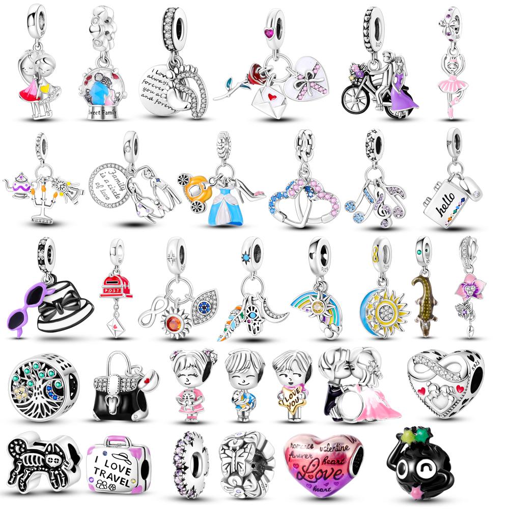 

Браслеты Хрустальный шар Любовь Валентина Цветок Серебряные Подвески Бусины Для DIY Рождественских Ювелирных Изделий Подарков