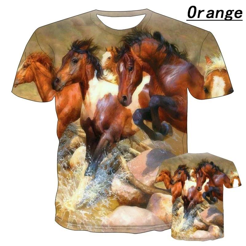 

2025 Новая Универсальная Новая Мода 3D Мужская Футболка с Графическим Принтом Лошади Топ в Стиле Харадзюку Свободного Кроя 3XL