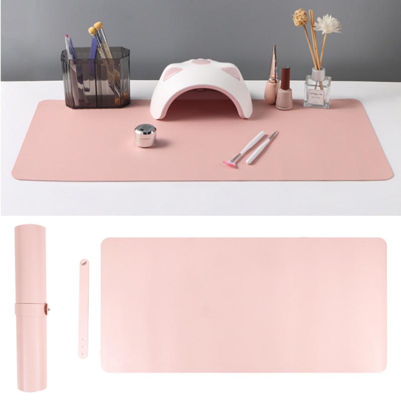 Nail Art Table Mat Foldable Hand Rest Leather Pad for Nail Armrest Cushion Dirt Resistant Studio Desk Mat Easy to Clean