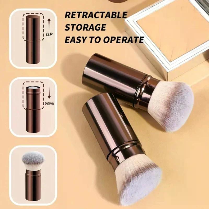 1/2PCS Retractable Foundation Makeup Brush Flat/Angle Brush For Powder Blush Black Brown Gold Concealer Portable Makeup Tools