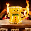 Ceramic Gingerbread Man Mug Christmas Gingerbread Man Shaped Coffee Cup with Handle for Coffee Tea Hot Chocolate Water