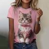 Fashion Cute Cat 3D Print T-Shirts Women O-Neck Short Sleeve T Shirt Casual Kawaii Kitty Tees Harajuku Y2K Tops Female Clothing