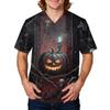 Men's Halloween Print Scrub Top Short Sleeve for Work Uniform
