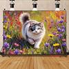 Cute Kitten in Colorful Flowers Backdrop Oil Painting Garden Background for Photoshoot