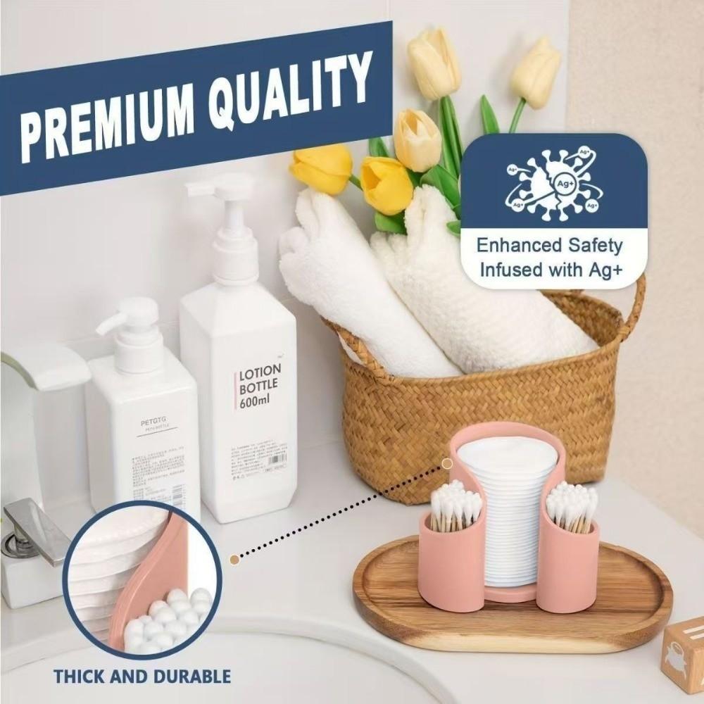 Dustproof Cotton Swab Storage Box 2in1 Cotton Pad QTips Holder  Bathroom Use
