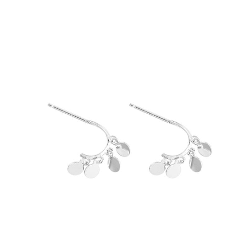 Design Stud Earrings Female Personality Japanese And Korean Temperament Cold Wind Earrings Creative Niche Curved Disc Fringed Earrings