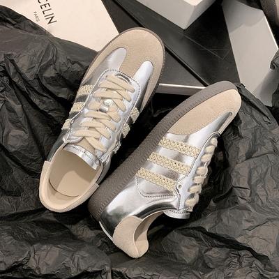 Soft-soled Retro Lace Edge German Training Shoes Women's New Leather Versatile Sports and Leisure Shoes Forrest Gump Shoes