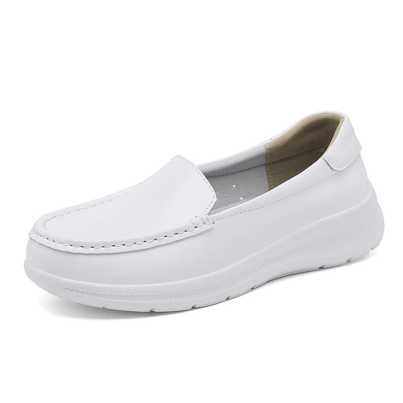 Nuove scarpe da infermiera donna suola morbida pelle di mucca traspiranti non stancano i piedi antiscivolo deodoranti in pelle scarpe mediche