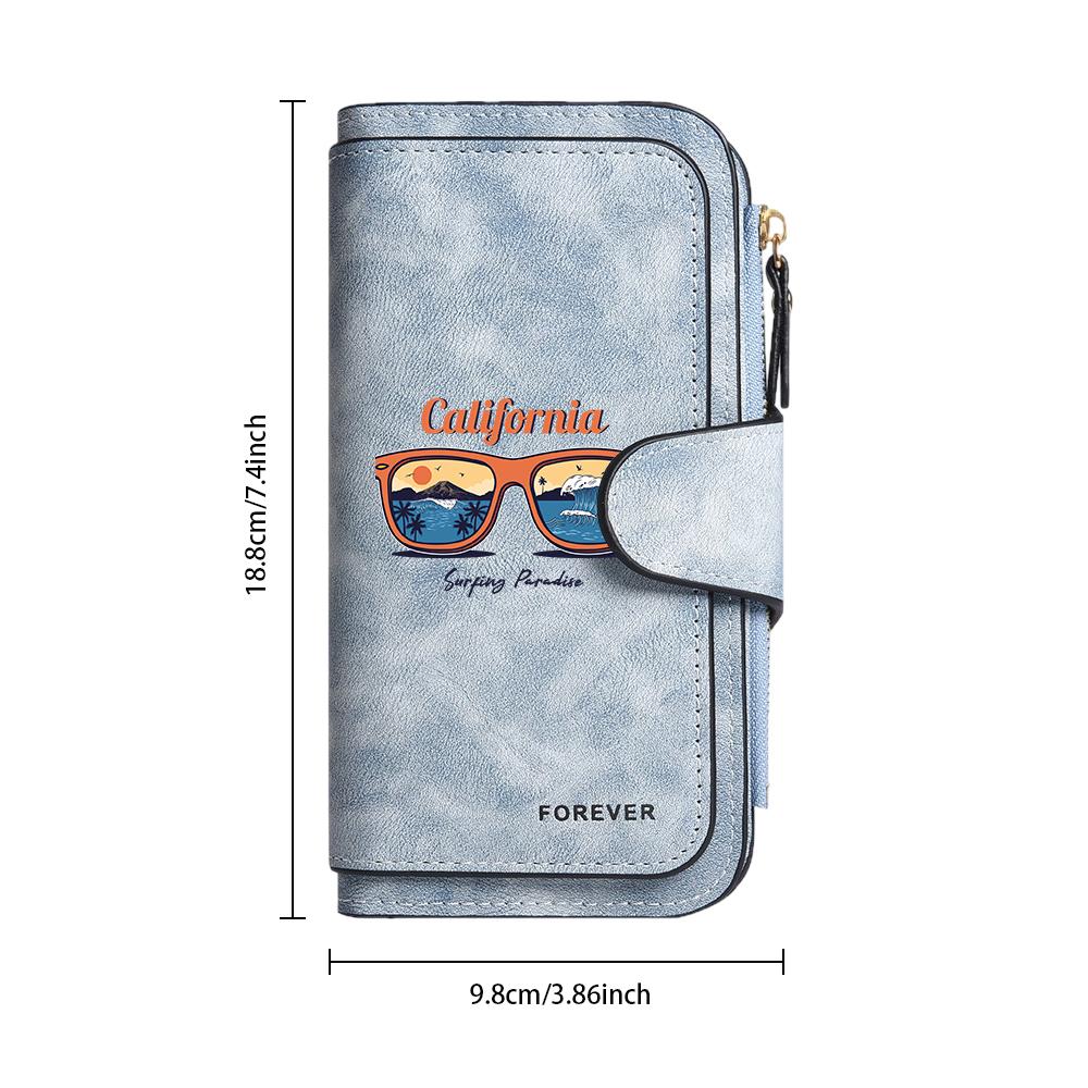 California Surfing Printed Long Wallet Fashion Casual Card Holder Portable Slim Purse for Daily Use