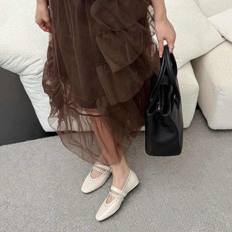 French Retro Niche Rivet Double Buckle Mary Jane Flat Single Shoes Women's 2025 New Korean Version of Soft-soled Ballet Ladyshoes