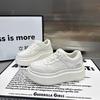 Muffin Platform White Shoes Women's 2025 New Small Height Increase Round Head Lace-up Fashionable Versatile Casual Board Shoes