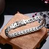 Pure S925 Sterling Silver Jewelry Skull Hand Woven Domineering Man 'S Bracelet Real Silver Vintage Trendy Punk Fine Jewelry Gift