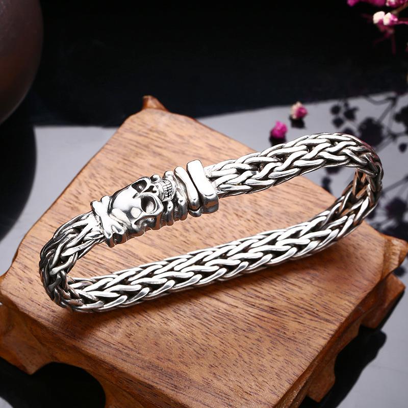Bracciale Uomo Argento Sterling 925 Vintage Bracciale Aperto - Foto 5
