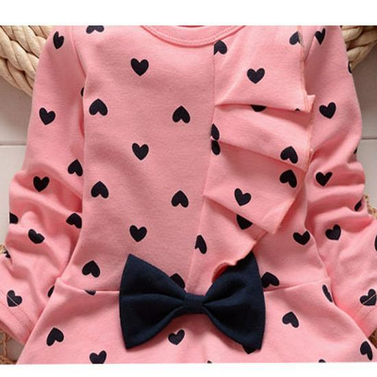 Heart Pattern Polka Dot Girls' Two-Piece Ruffle Set - Spring/Autumn 2025 Collection (Small/Medium)