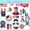 Party Day Independence Photo Props With 20 Paper Decorations Celebrations For