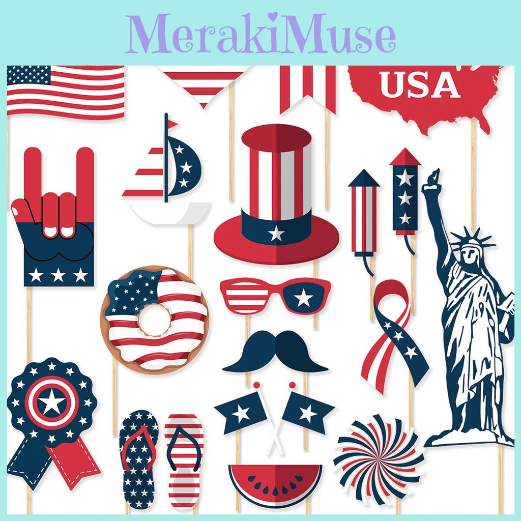 Party Day Independence Photo Props With 20 Paper Decorations Celebrations For