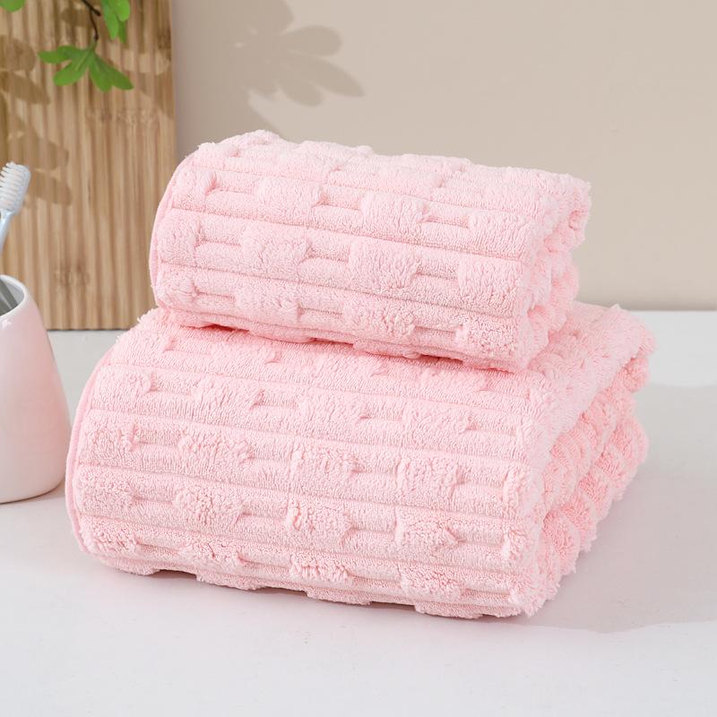 Thickened Quick-Dry Coral Fleece Bath Towel - Absorbent, Non-Shedding, Ideal for Household & Hair Drying
