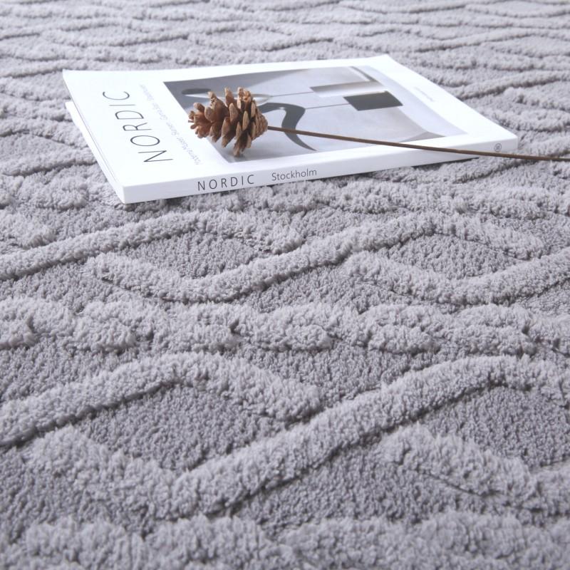 Plush Jacquard Carpet Anti-Slip Living Room Coffee Table Mat Gray Beige Simple Bedroom Bedside Rug Home Decorative Floor Cover