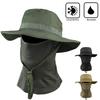 Camouflage Wide Brimmed Hat Balaclava Set Men's Outdoor Sunshade Boonie Cap Foldable Fisherman Hat Fishing Sun Protection Hat