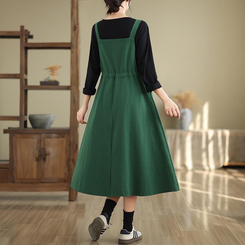 Autumn New Fashion Waist and Thin Temperament Denim Strap Skirt Women