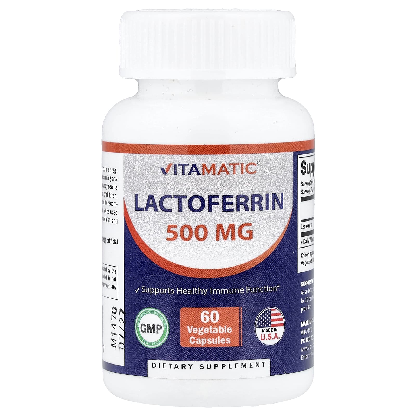

Vitamatic, Lactoferrin, 500 mg, 60 Veggie Capsules