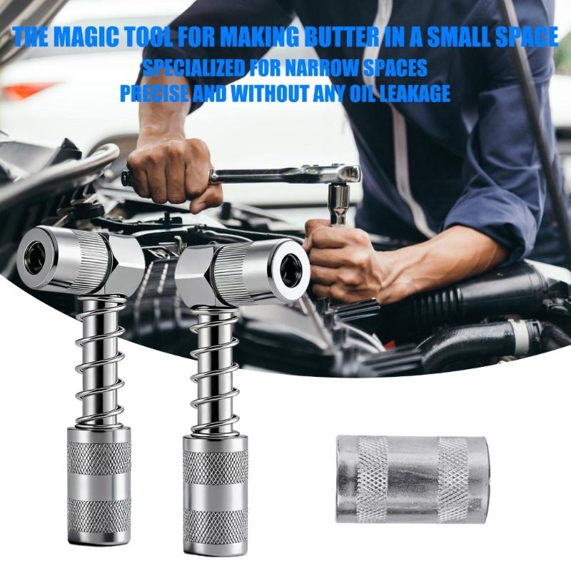Angled Grease Fitting Grease Coupler Adapter Tool Leakage Prevention Works With Standard Manual Grease Guns