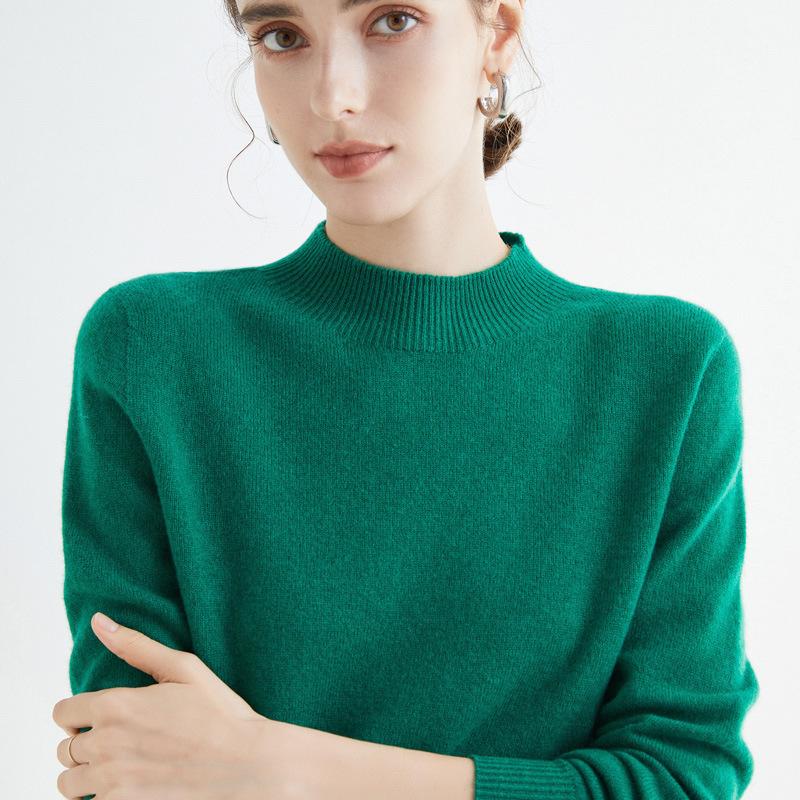 Podzim Zima Jednobarevný Pulovr Svetr s Falešným Límcem Pro Ženy Ležérní Pletenina Dámské Oblečení Základní Měkké Topy
