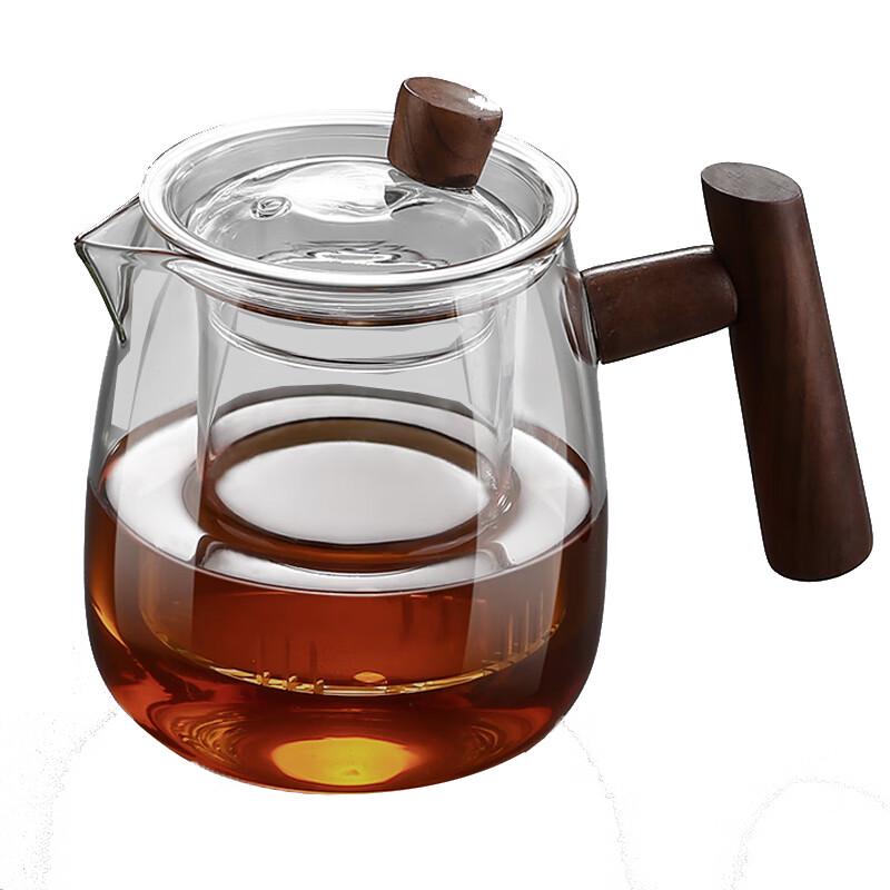 Heat-Resistant Glass Teapot with Wooden Handle and Filter
