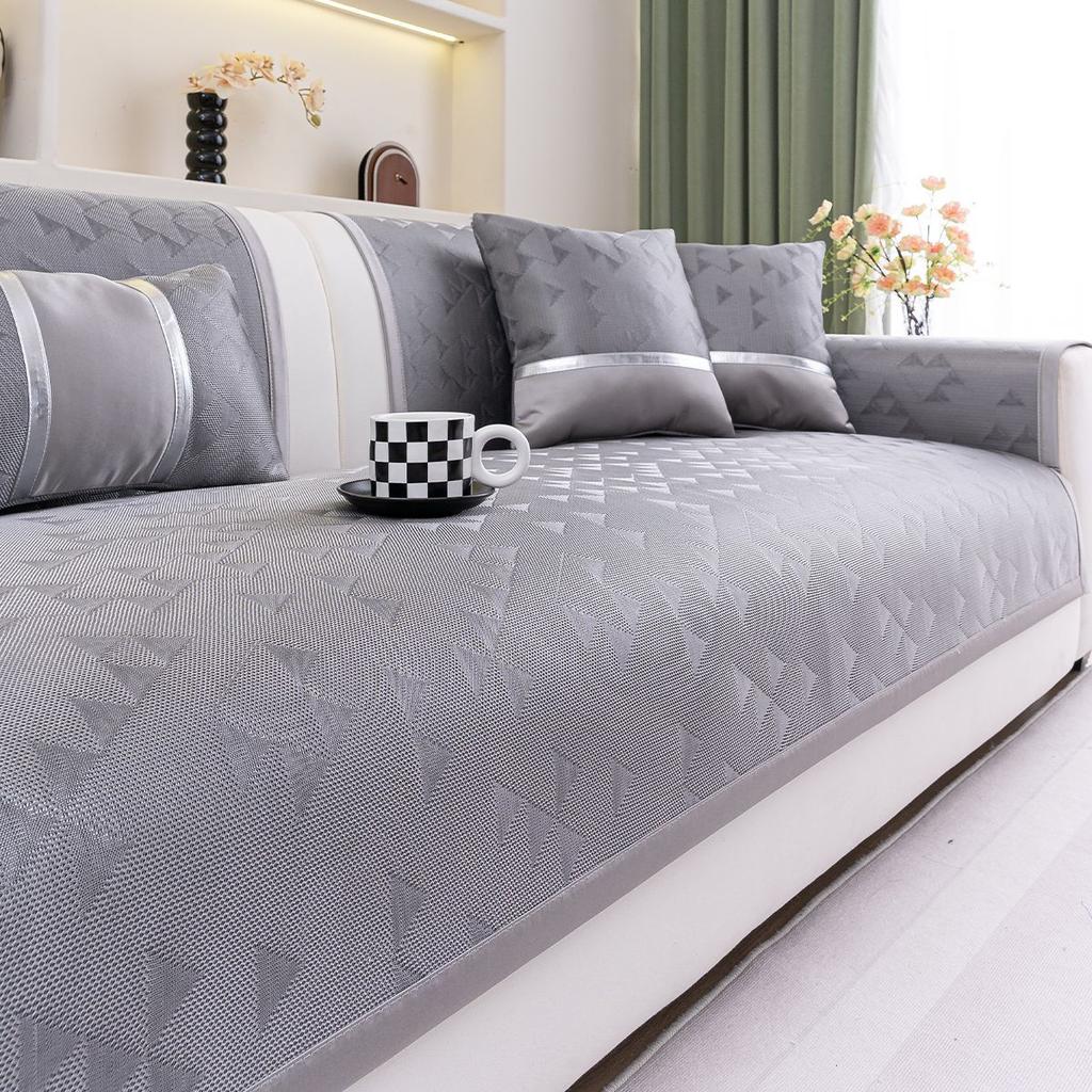 New High-End Light Luxury Summer Ice Silk Leather Sofa Cushion Summer Mat Non-Slip Seat Cushion Advanced Sense Cover Cloth