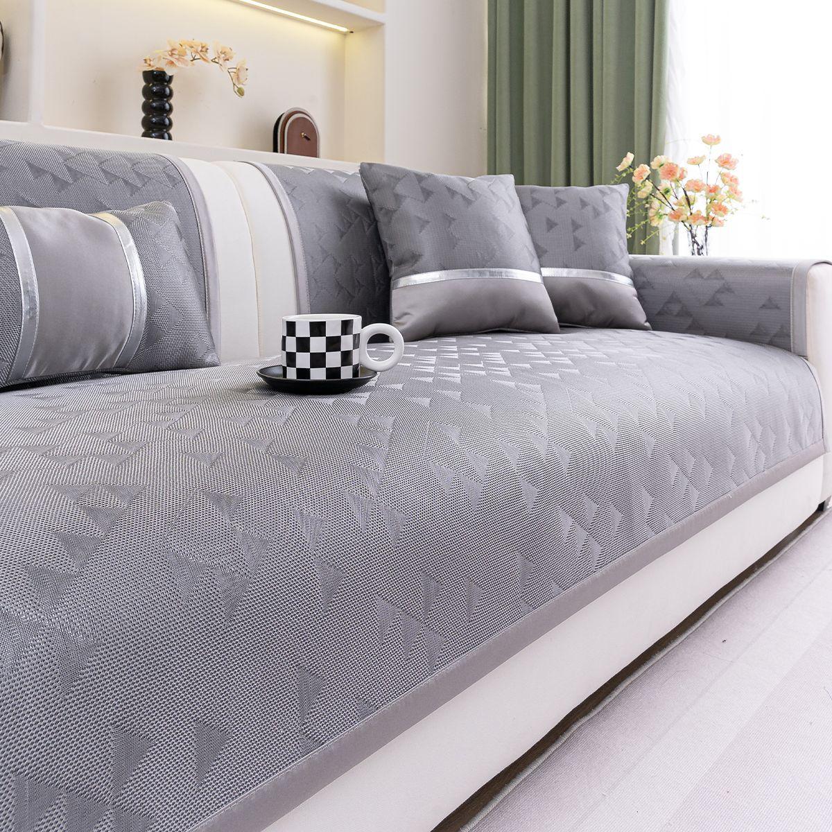 

New High-End Light Luxury Summer Ice Silk Leather Sofa Cushion Summer Mat Non-Slip Seat Cushion Advanced Sense Cover Cloth 70*70cm