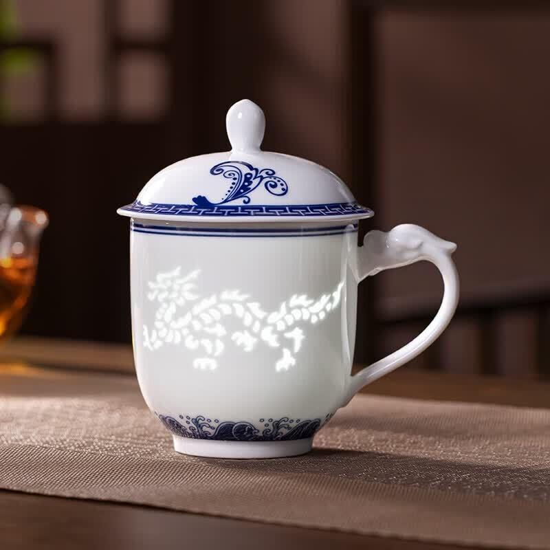Jingdezhen Dragon  Phoenix Ceramic Tea Mugs with Infuser