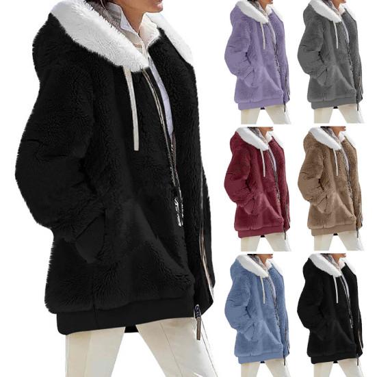 Cappotto invernale da donna tinta unita caldo peluche morbido taglie forti cappotto da signora abbigliamento invernale