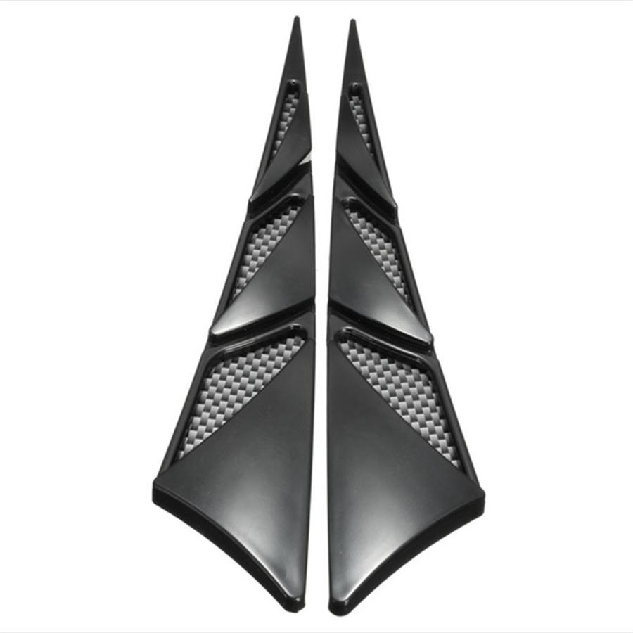 New 2Pcs Simulation Car Hood Decor Vent Both Side Air Flow Sticker Black Universal