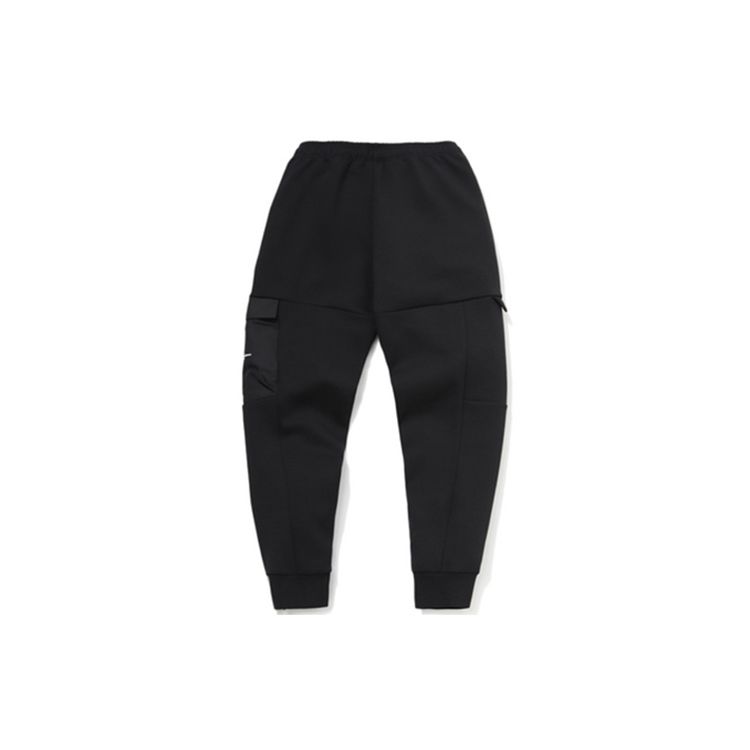 Li-Ning Color Block Pocket Cuffed Knit Sports Pants Men Bottoms Black AKLR059-1