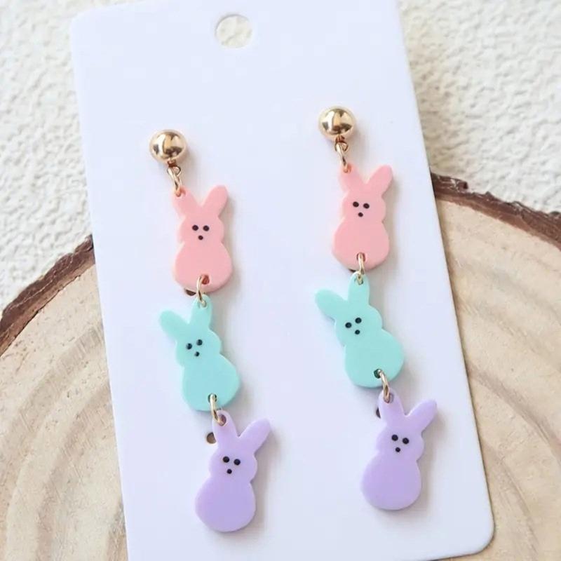 Unique Bunnies Earrings Multicolor Rabbit Dangle Ear Rings Easter Festival Jewelry Accessory for Parties and Celebration