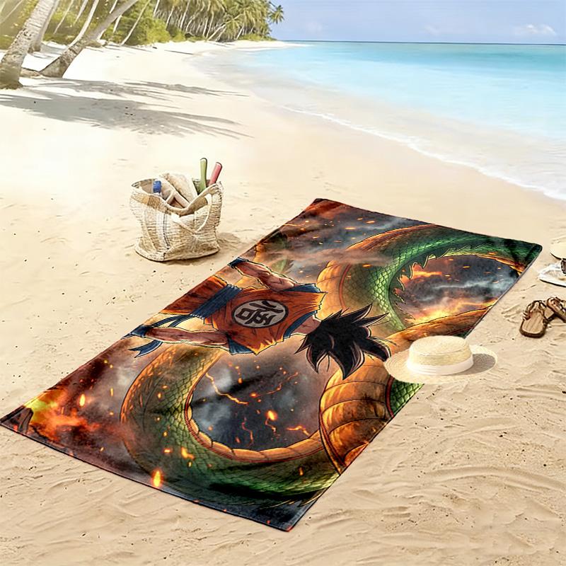 Dragon Ball Aufdruck Strandtuch, Großes Weiches Schnelltrocknendes Handtuch für Strand Camping Schwimmen