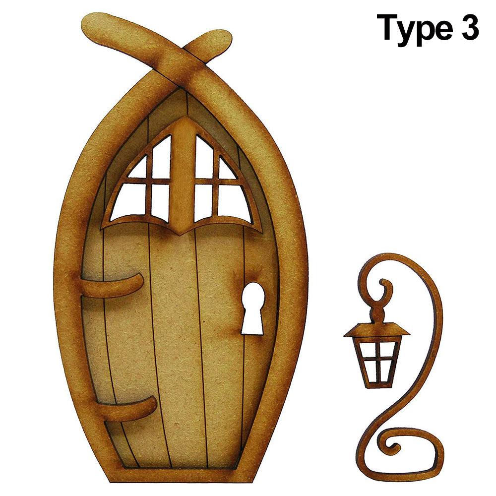 Miniature Fairy Gnome Door Figurines Vintage Wooden Elf Home Fairy Elf Door Kit For Yard Art Garden Tree Sculpture Statues Decor