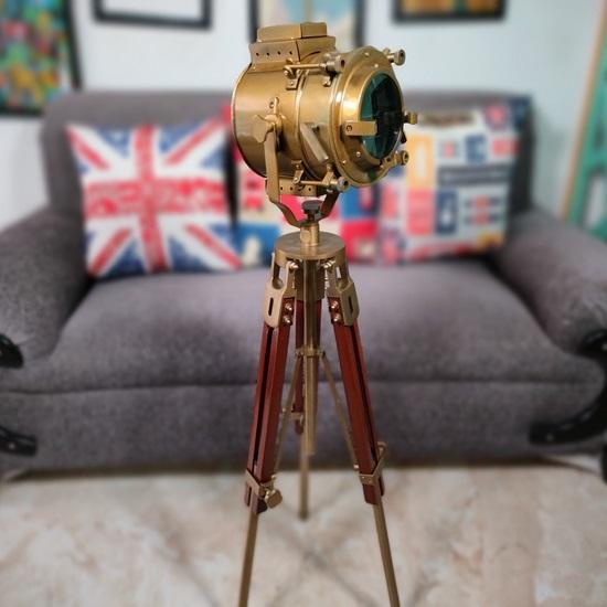 LED Floor Lamps Antique Finish Floor Lamp Spotlight Brown Tripod Home Decor Collectible