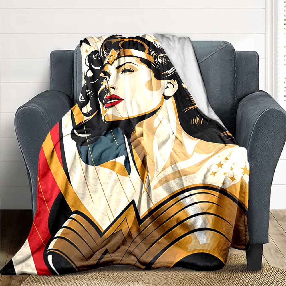 1pc Wonder Woman, Superhero Flannel Throw Blanket Soft, Warm & Cozy for Couch, Bed, Office, and Travel Versatile All Season Gift, Christmas present