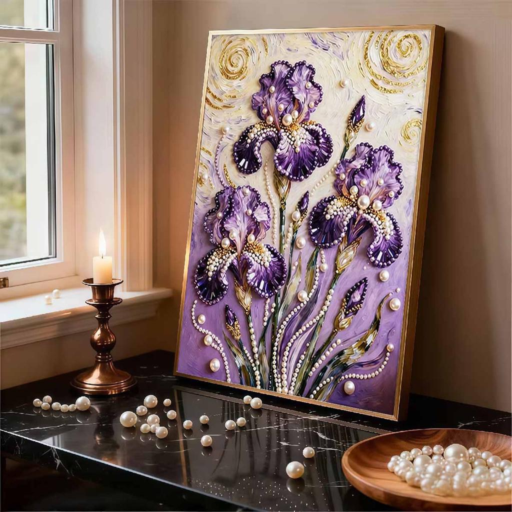 Pearl Flower DIY Diamond Art Kits 13.7x17.7inch Gem Art Diamond Painting Kits Without Frame for Adults/Beginners Gift Idea Home Wall Decor