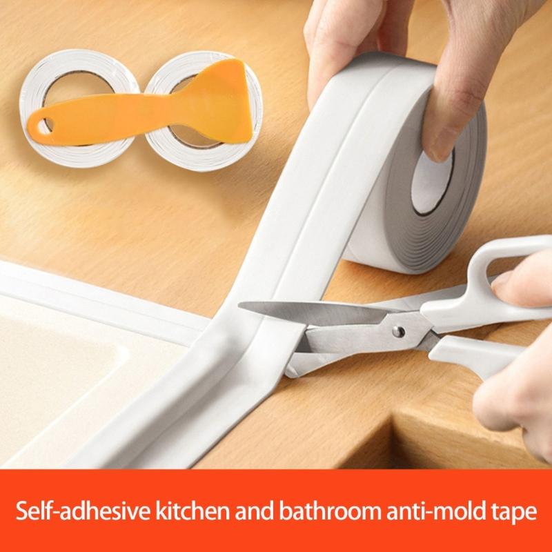 3 Rollen Verdicktes Wasserdichtes Dichtband Klebend Badezimmer Küche Dichtungsstreifen für Spüle Badewanne Arbeitsplatte Einfach zu Verwenden