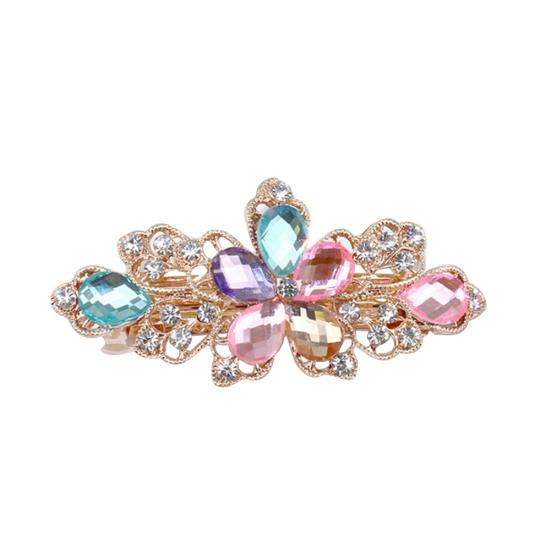 Женщины девушки мода блестящие горный хрусталь цветок заколка для волос зажим зажим для волос разноцветный