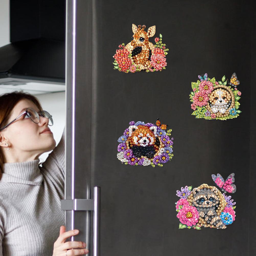 6Pcs Acrylic DIY Diamond Painting Fridge Magnets Diamond Painting Magnets Kit Crystal Sparkling Diamond Magnets Set