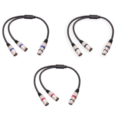 Audio Cable 3Pin XLR Female To Dual- XLR Male Y Splitter Nickel Plated Connectors With Metal Serviceable Ends 0.5M