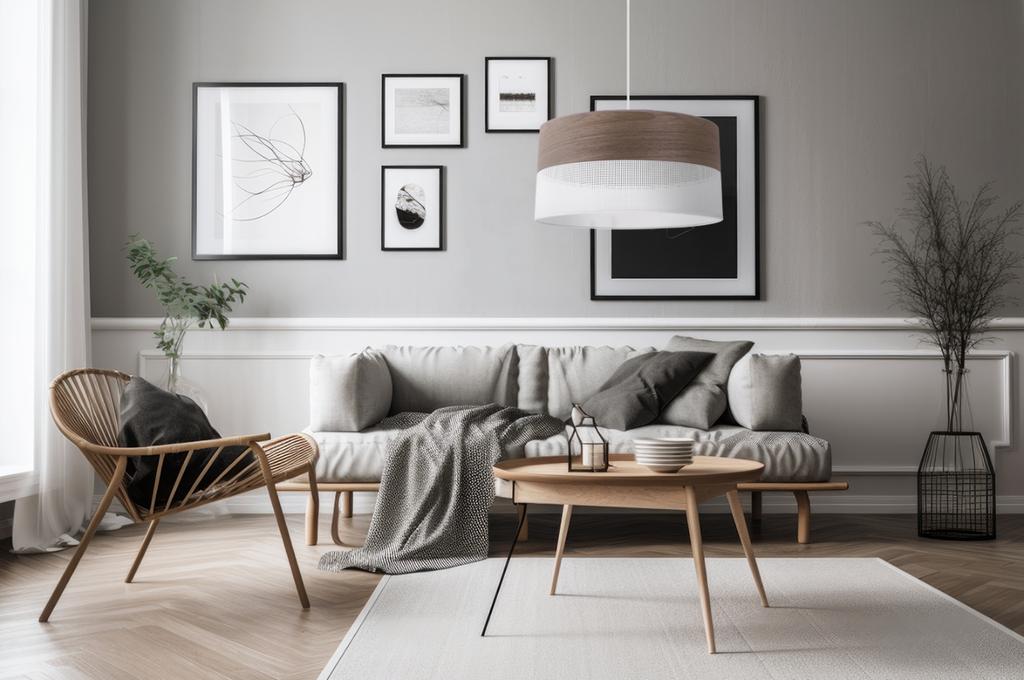 Single Hanging Lamp, Walnut Veneer Lampshade, 40Cm