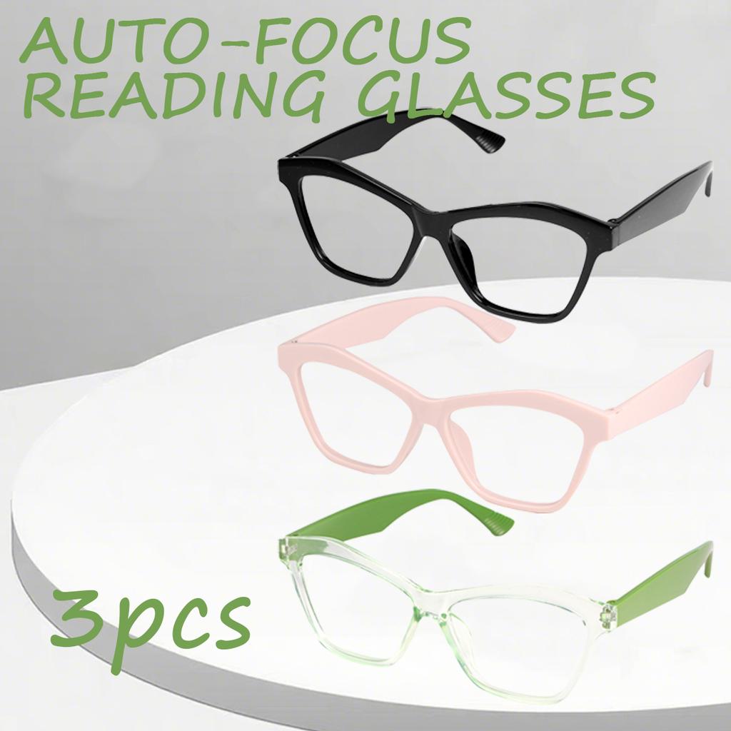 3pcs VOPHA Auto-Focus Reading Glasses Cat-Eye Reading Glasses for Presbyopia with Blue Light Filter & HD Lenses
