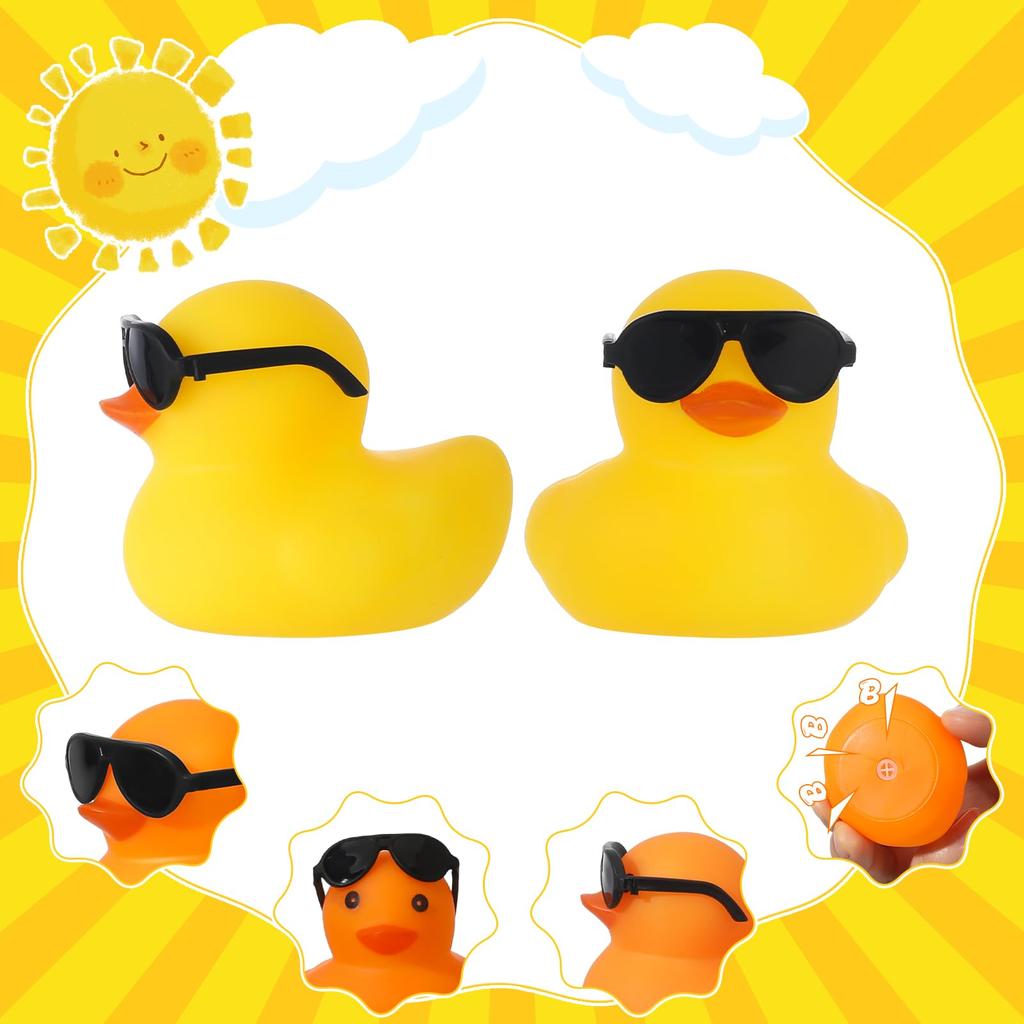 6122448Pc Black  Rubber Ducks With Sunglasses Sets Duck Toys Squeaky Rubber Ducks Cute Float Duckies For Party Favors